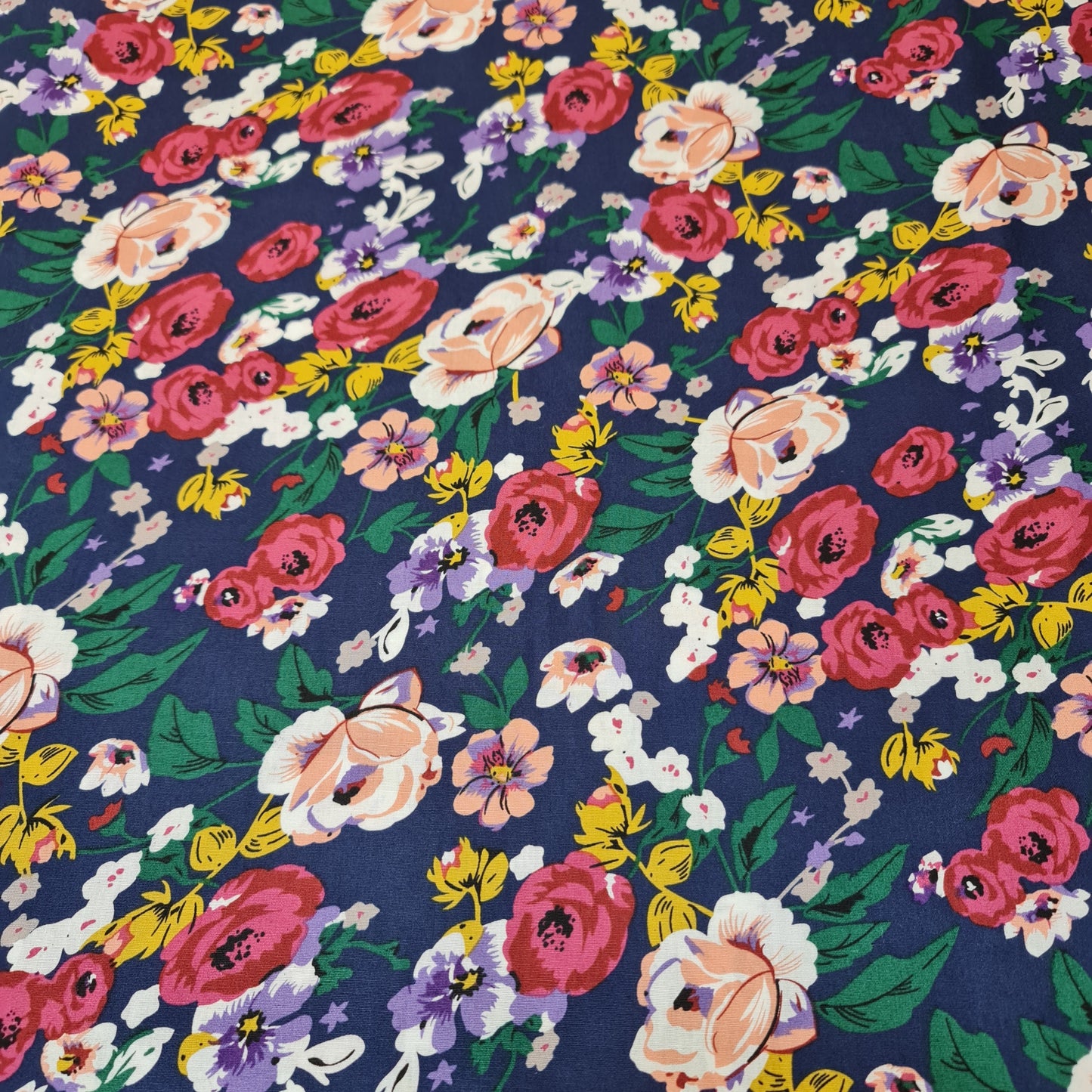 100% Cotton Poplin Floral Bloom Print Fabric – Dress & Craft Material 58" Wide - Textile Station