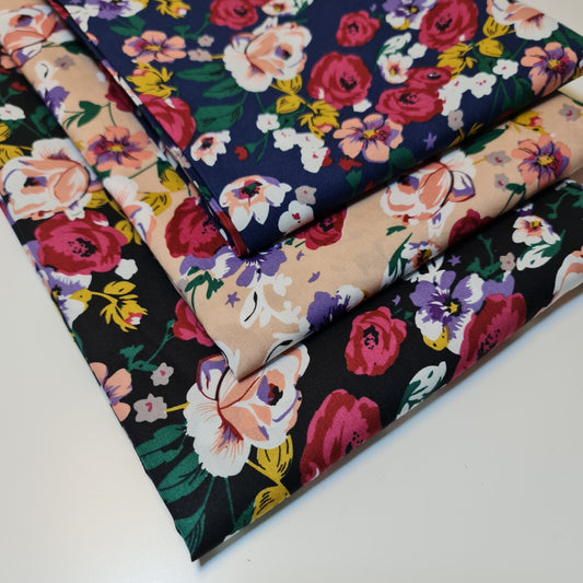 100% Cotton Poplin Floral Bloom Print Fabric – Dress & Craft Material 58" Wide - Textile Station