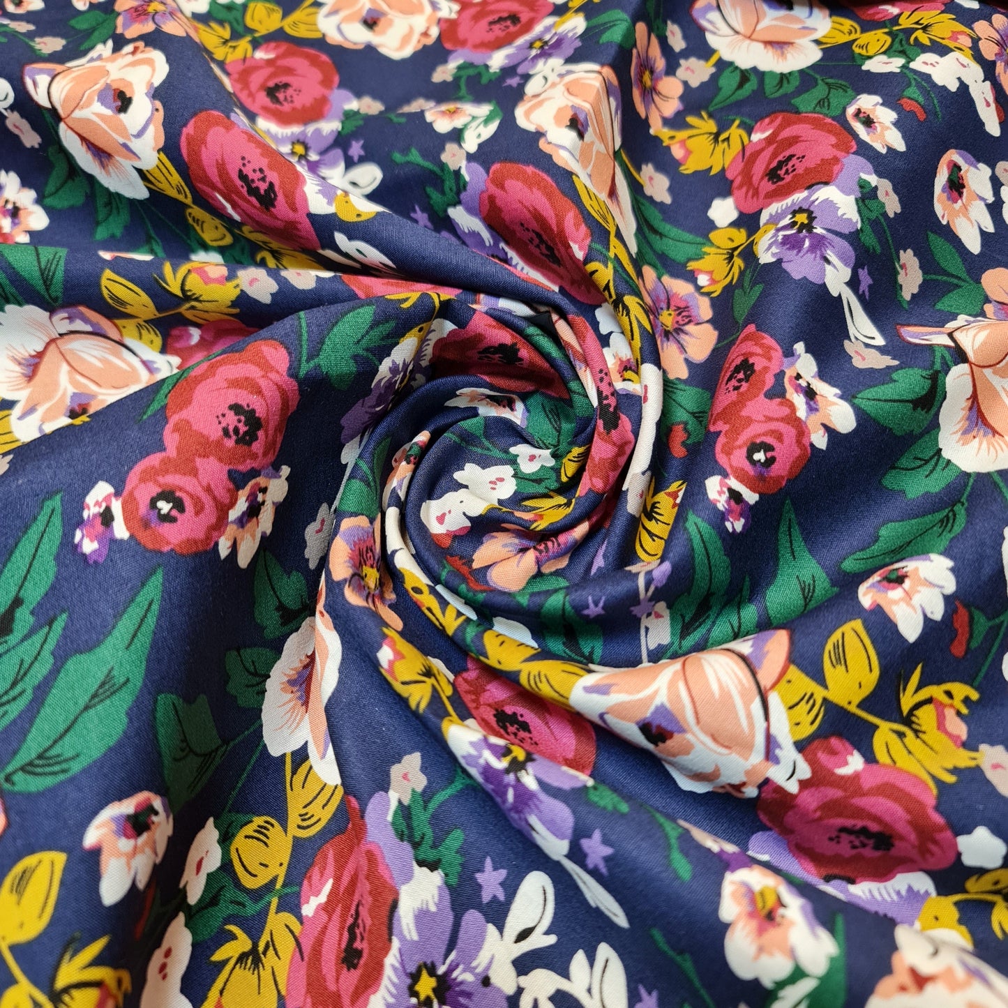 100% Cotton Poplin Floral Bloom Print Fabric – Dress & Craft Material 58" Wide - Textile Station