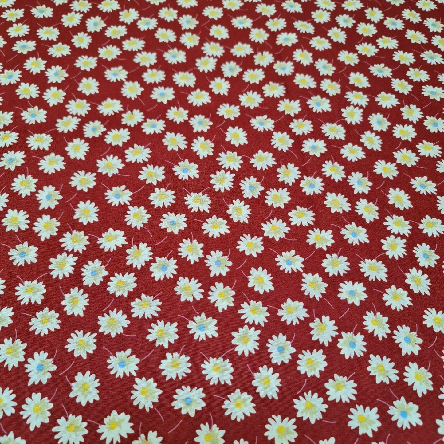 100% Cotton Poplin Daisy Flower Print Fabric – Dress & Craft Material 58" Wide - Textile Station