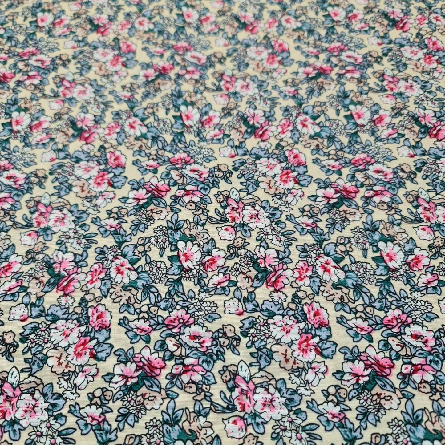 100% Cotton Poplin Floral Spring Bloom Print Fabric – 58" Wide Soft Dressmaking & Craft Material