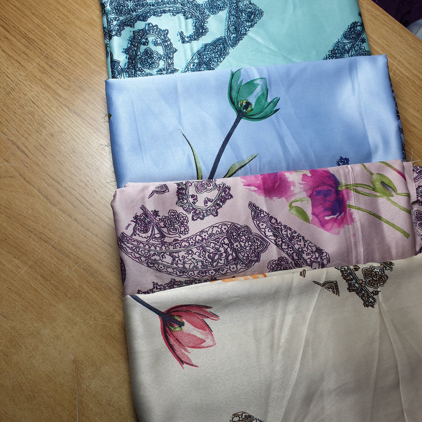 Floral Silk Satin Printed Dress Drape Fabric Material 58" By The Meter d#4 (Colour 2)