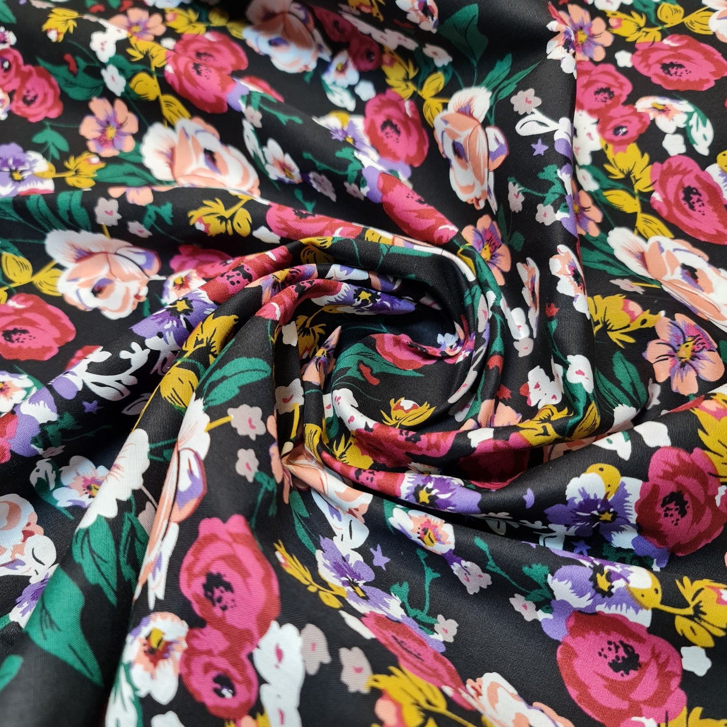 100% Cotton Poplin Floral Bloom Print Fabric – Dress & Craft Material 58" Wide - Textile Station