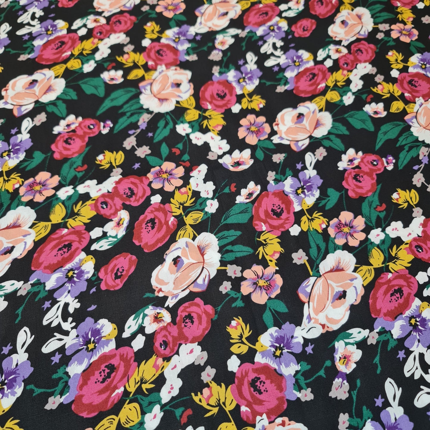 100% Cotton Poplin Floral Bloom Print Fabric – Dress & Craft Material 58" Wide - Textile Station