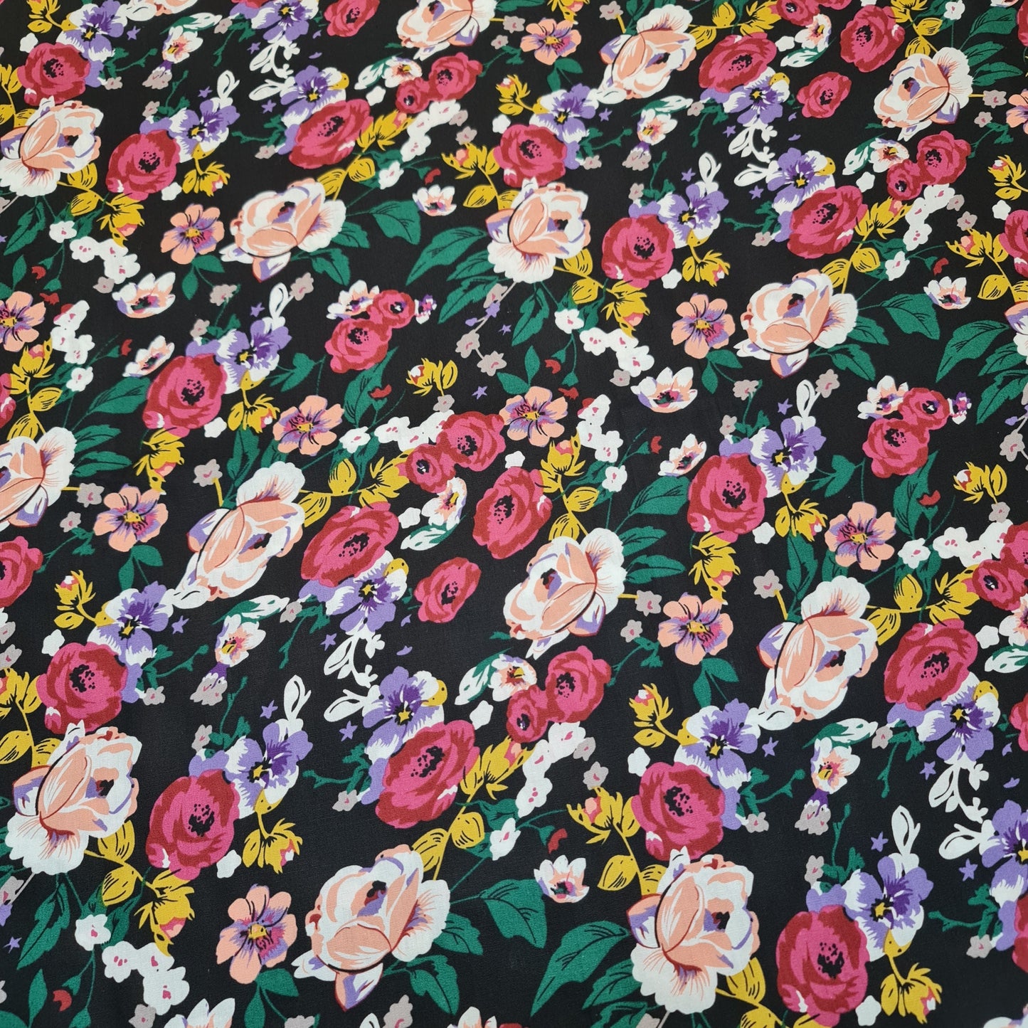 100% Cotton Poplin Floral Bloom Print Fabric – Dress & Craft Material 58" Wide - Textile Station