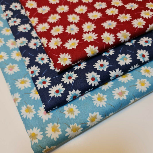 100% Cotton Poplin Daisy Flower Print Fabric – Dress & Craft Material 58" Wide - Textile Station