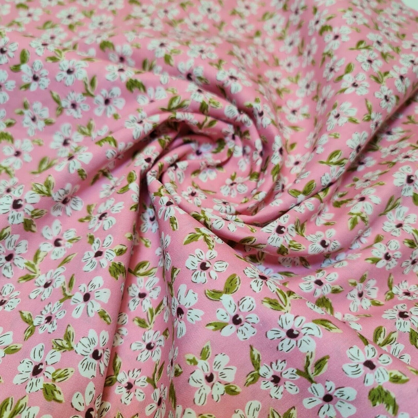 Spring Floral 100% Cotton Poplin Daisy Flower Print Fabric – Dress & Craft Material 58" Wide - Textile Station