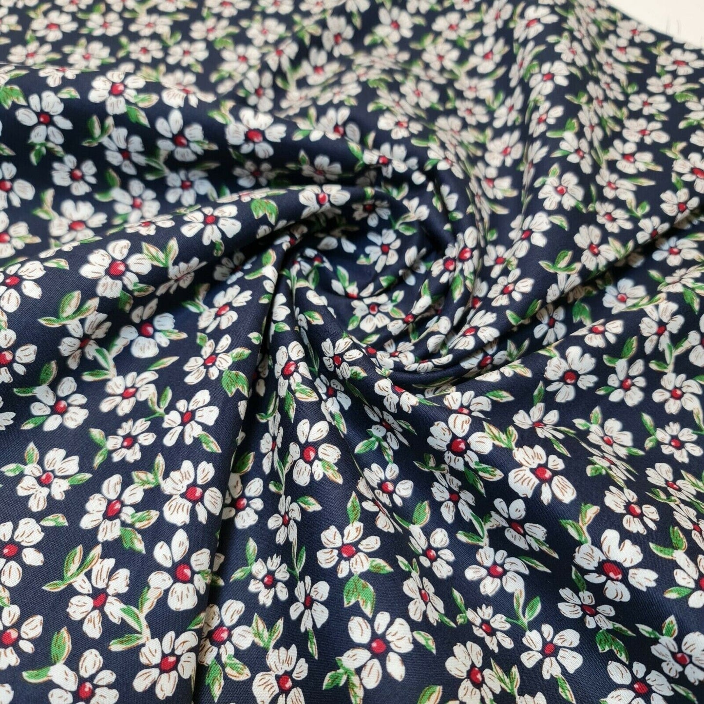 Spring Floral 100% Cotton Poplin Daisy Flower Print Fabric – Dress & Craft Material 58" Wide - Textile Station