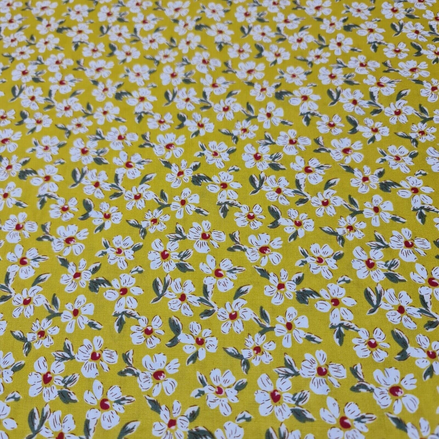 Spring Floral 100% Cotton Poplin Daisy Flower Print Fabric – Dress & Craft Material 58" Wide - Textile Station
