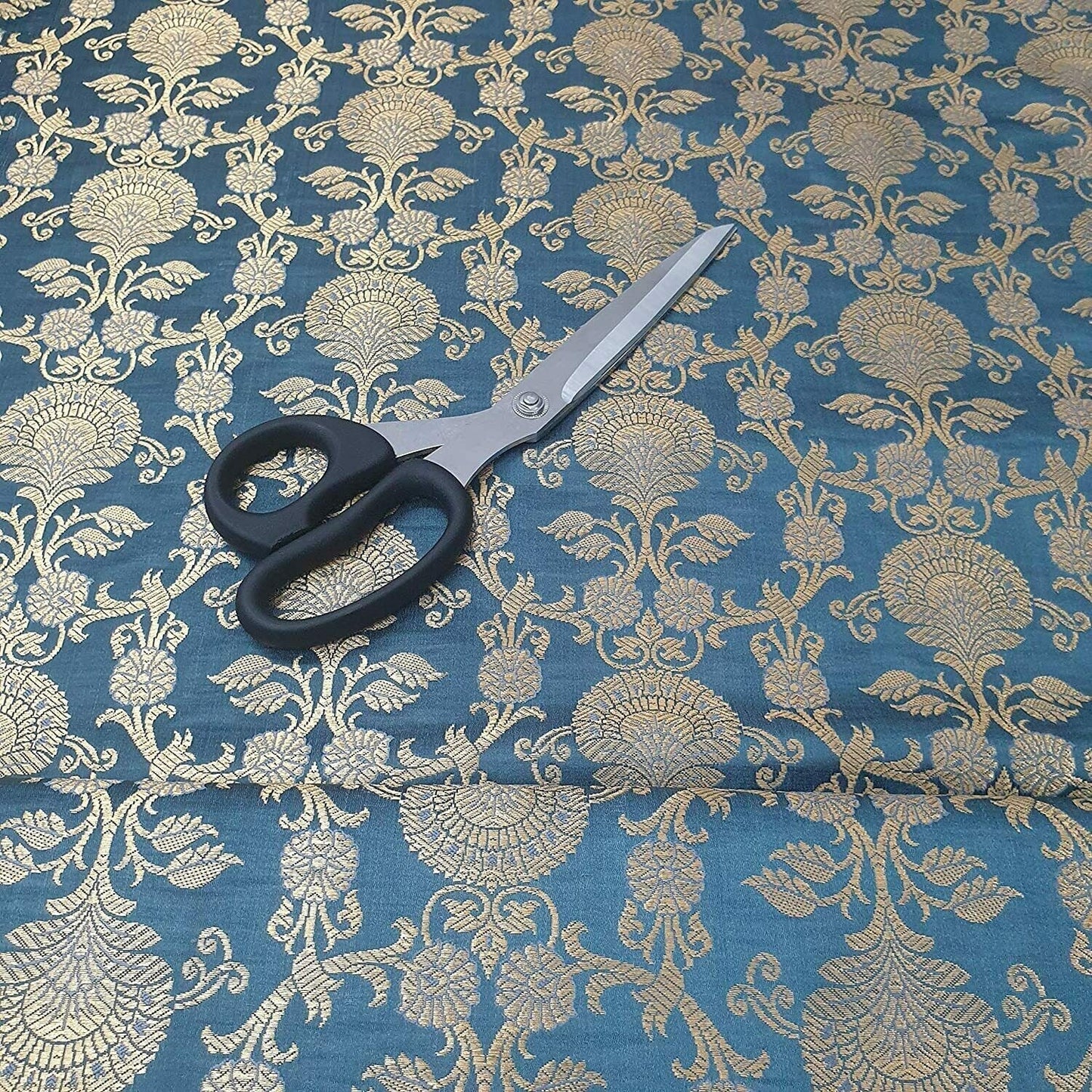 Regal Floral Pattern Indian Banarasi Brocade Fabric – 44" Wide Premium Jacquard Dress & Craft Material