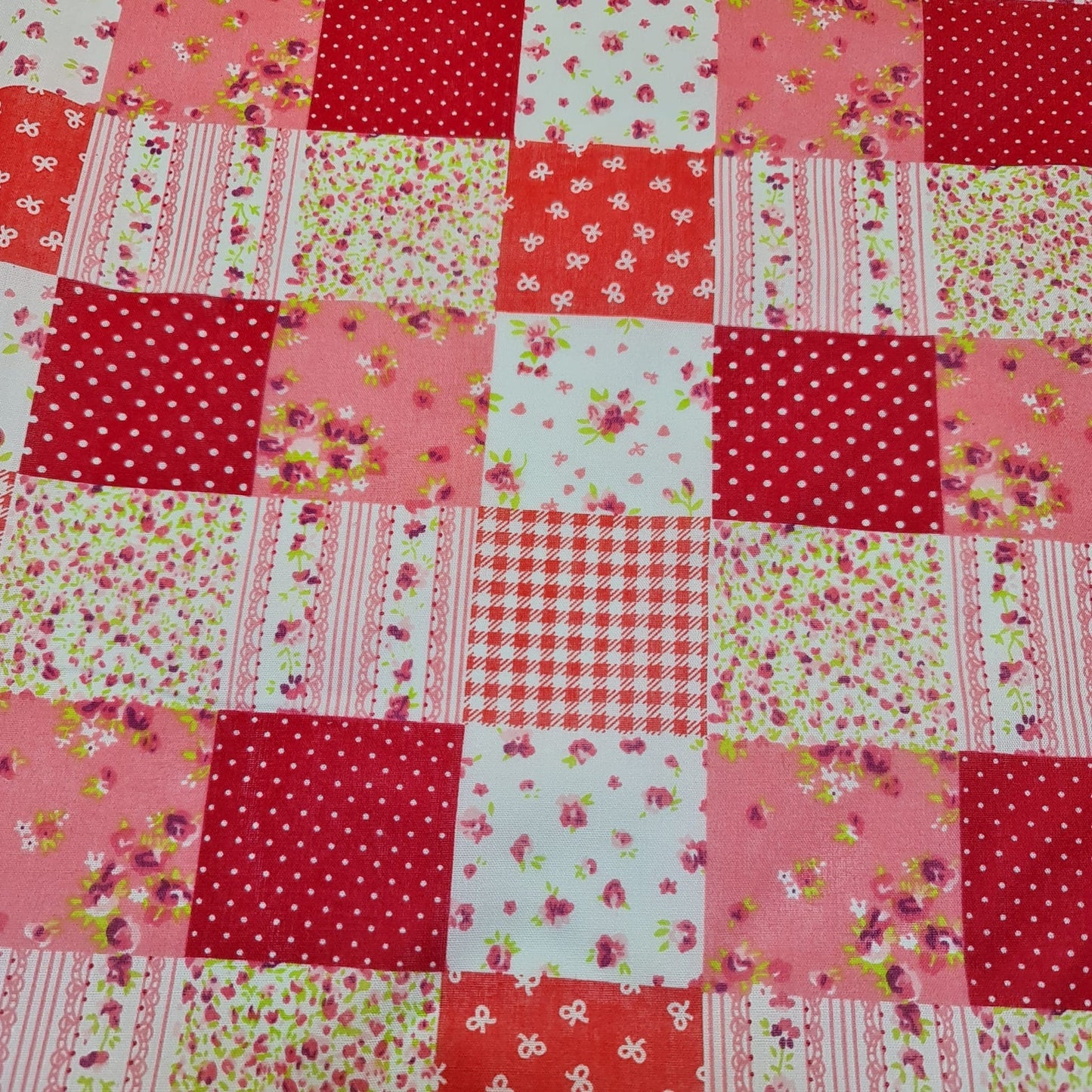 Floral, Gingham & Spot Patchwork Polycotton Fabric – 44" Wide Craft, Quilting & Dress Material by the Metre