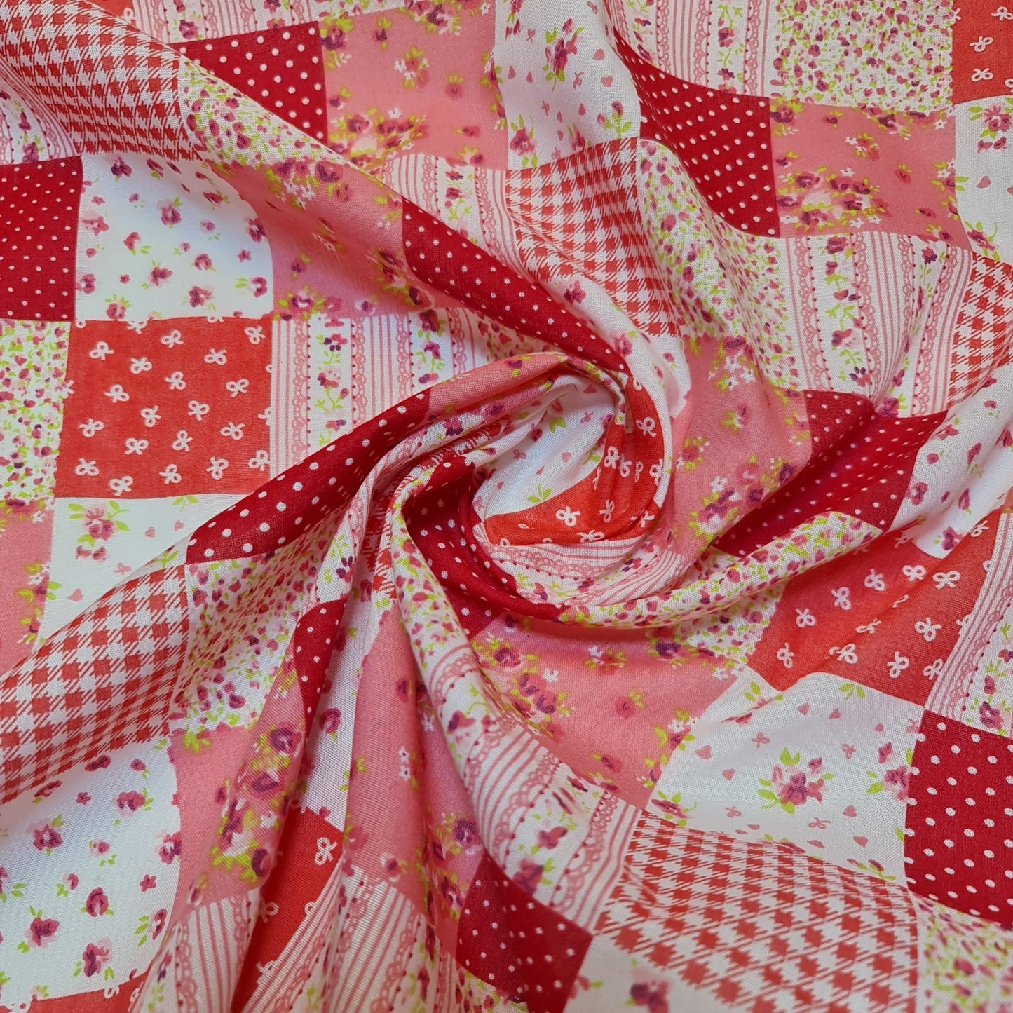 Floral, Gingham & Spot Patchwork Polycotton Fabric – 44" Wide Craft, Quilting & Dress Material by the Metre