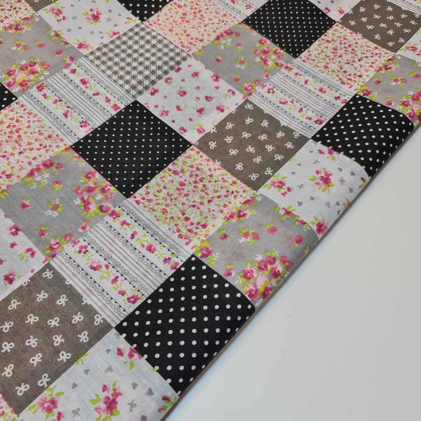 Floral, Gingham & Spot Patchwork Polycotton Fabric – 44" Wide Craft, Quilting & Dress Material by the Metre