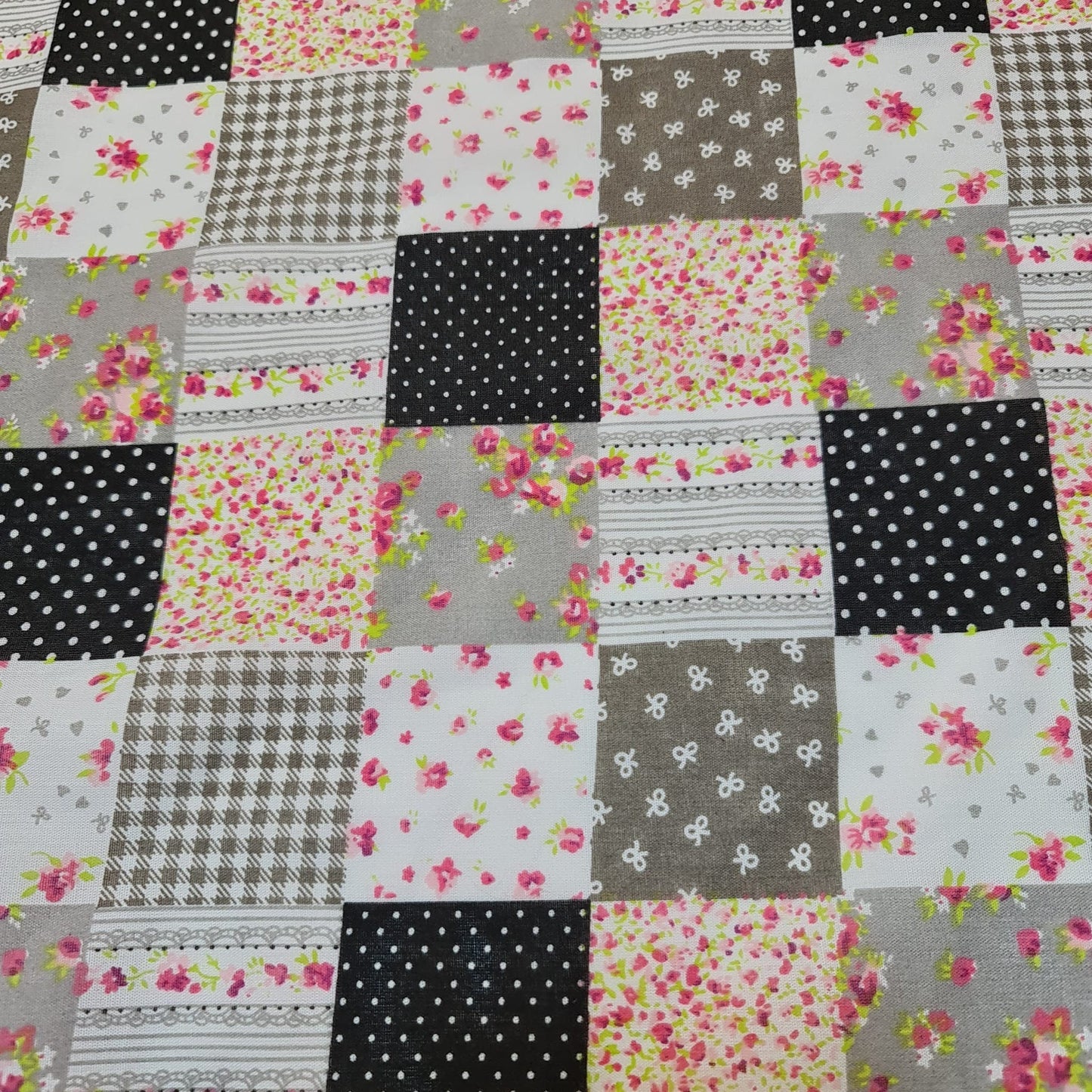 Floral, Gingham & Spot Patchwork Polycotton Fabric – 44" Wide Craft, Quilting & Dress Material by the Metre
