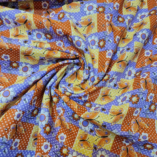 Butterfly Floral Printed Poplin – Summer Cotton Dress & Craft Fabric 58" Wide - Textile Station