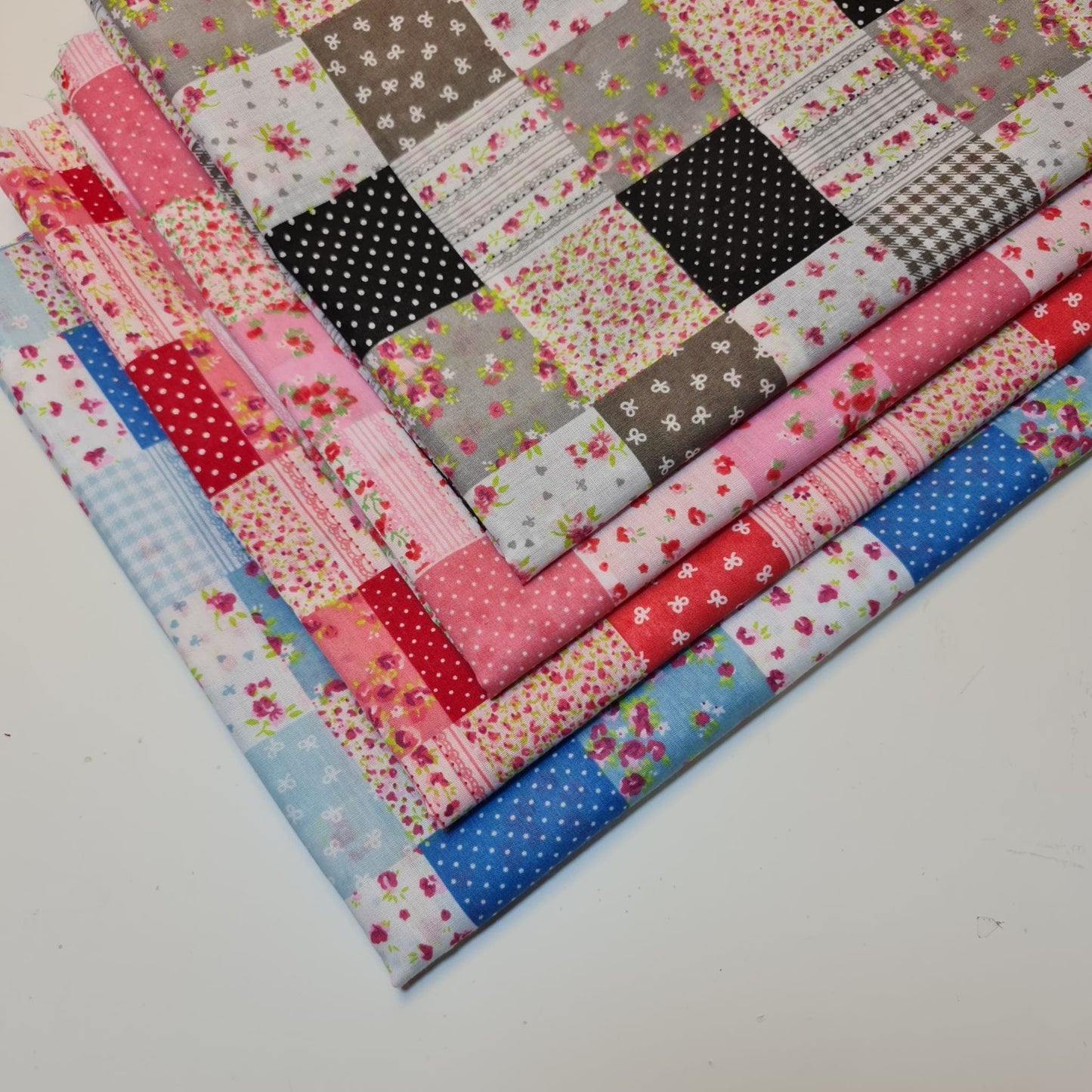 Floral, Gingham & Spot Patchwork Polycotton Fabric – 44" Wide Craft, Quilting & Dress Material by the Metre