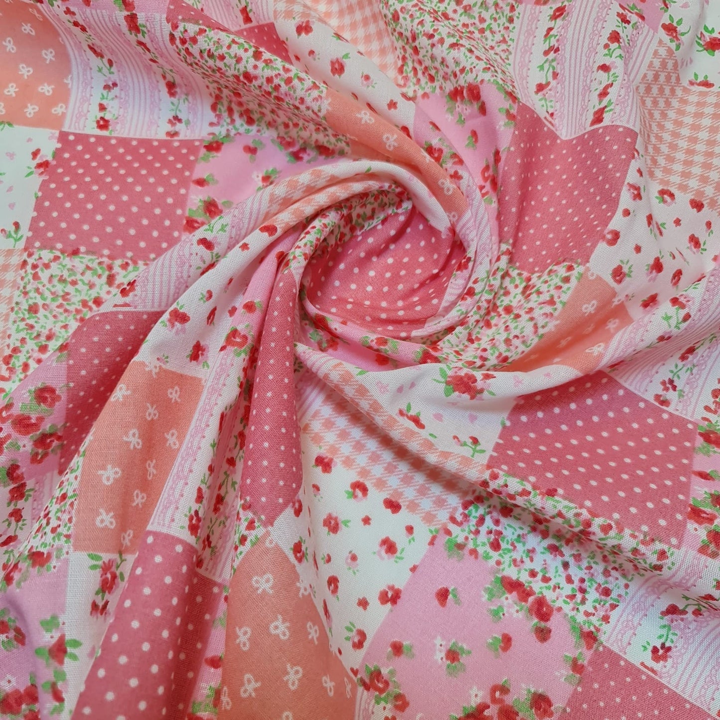 Floral, Gingham & Spot Patchwork Polycotton Fabric – 44" Wide Craft, Quilting & Dress Material by the Metre