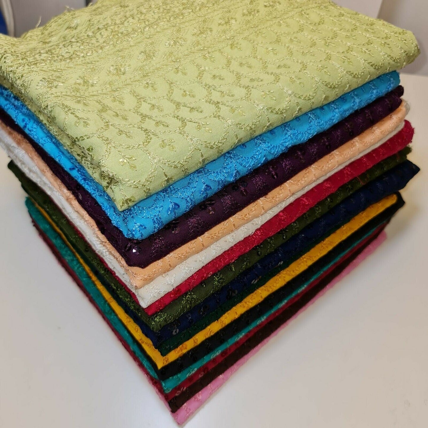 Broderie Anglaise Sequin Embroidery Viscose Fabric – 44" Wide Soft Dressmaking & Craft Material