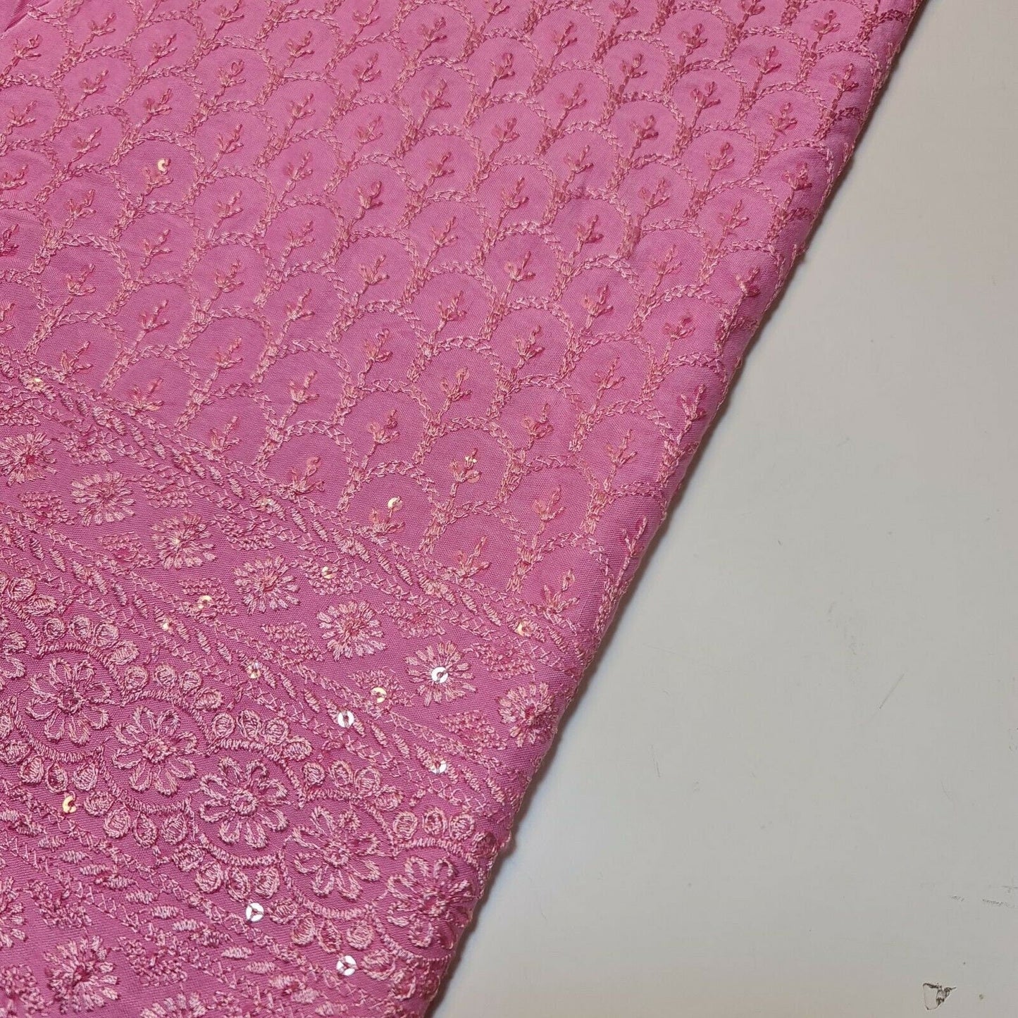 Broderie Anglaise Sequin Embroidery Viscose Fabric – 44" Wide Soft Dressmaking & Craft Material