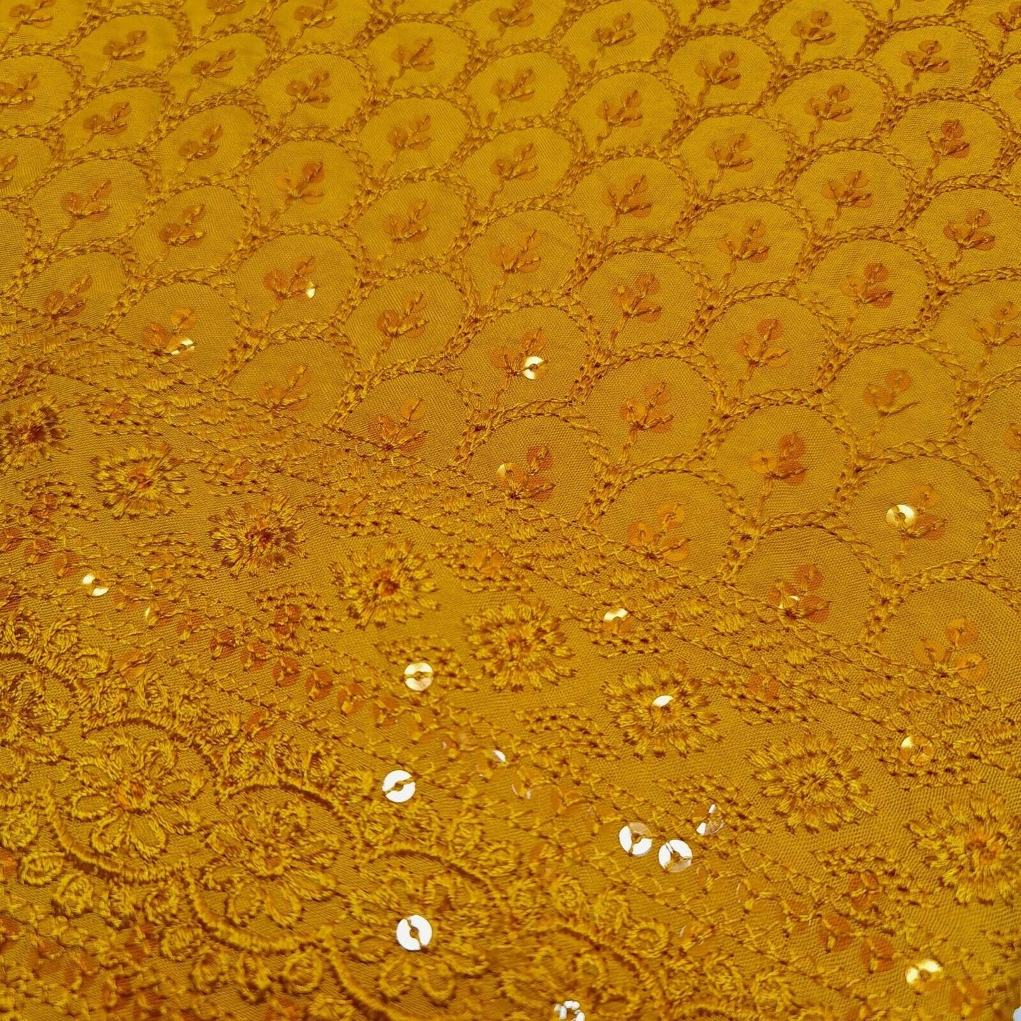 Broderie Anglaise Sequin Embroidery Viscose Fabric – 44" Wide Soft Dressmaking & Craft Material