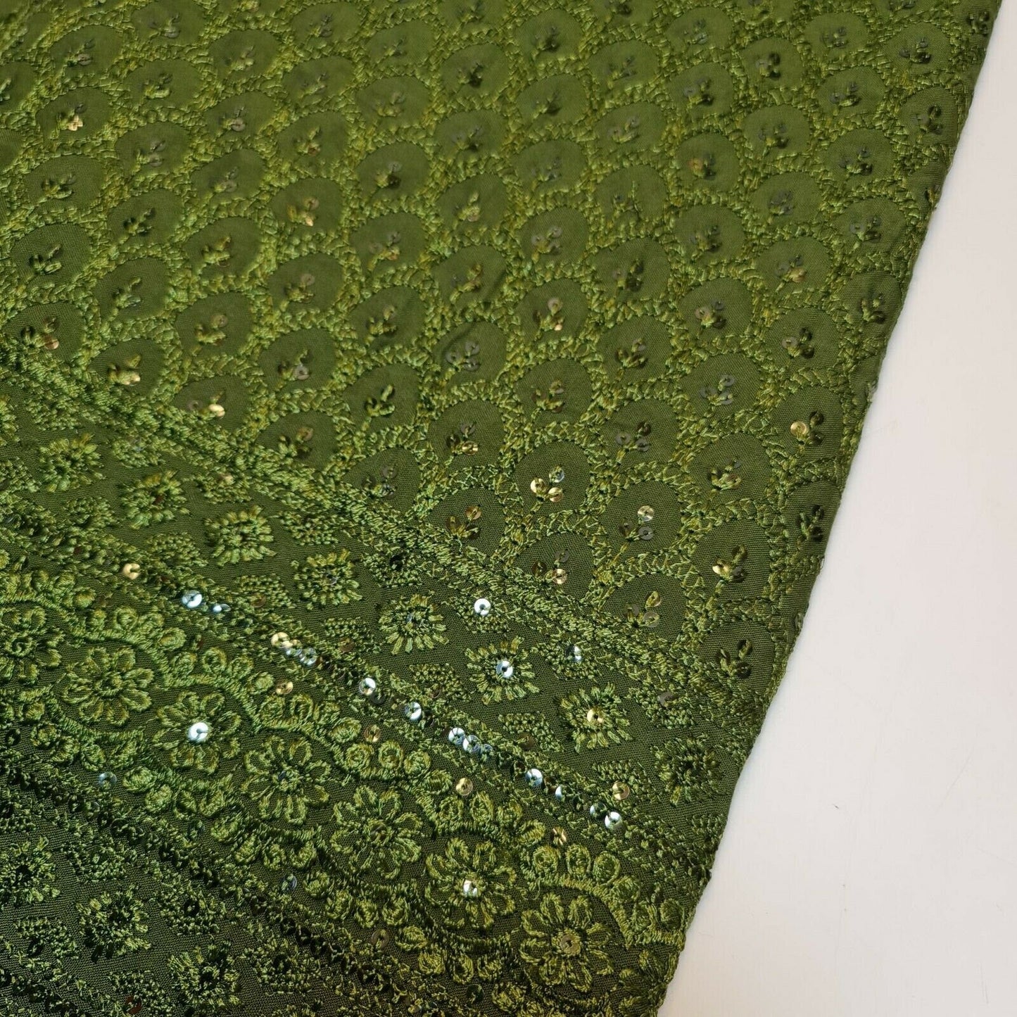 Broderie Anglaise Sequin Embroidery Viscose Fabric – 44" Wide Soft Dressmaking & Craft Material