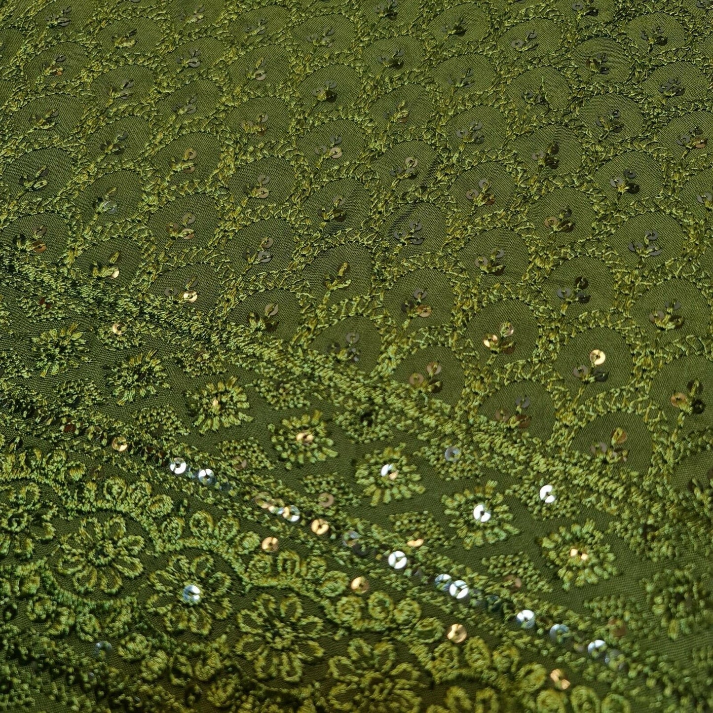 Broderie Anglaise Sequin Embroidery Viscose Fabric – 44" Wide Soft Dressmaking & Craft Material