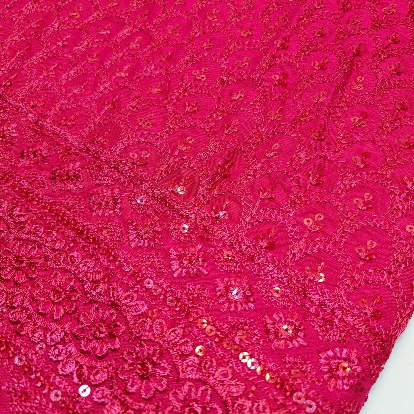 Broderie Anglaise Sequin Embroidery Viscose Fabric – 44" Wide Soft Dressmaking & Craft Material