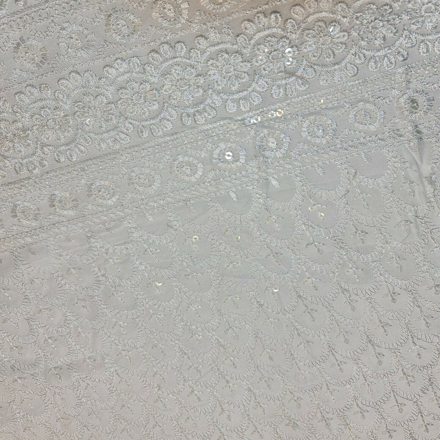 Broderie Anglaise Sequin Embroidery Viscose Fabric – 44" Wide Soft Dressmaking & Craft Material