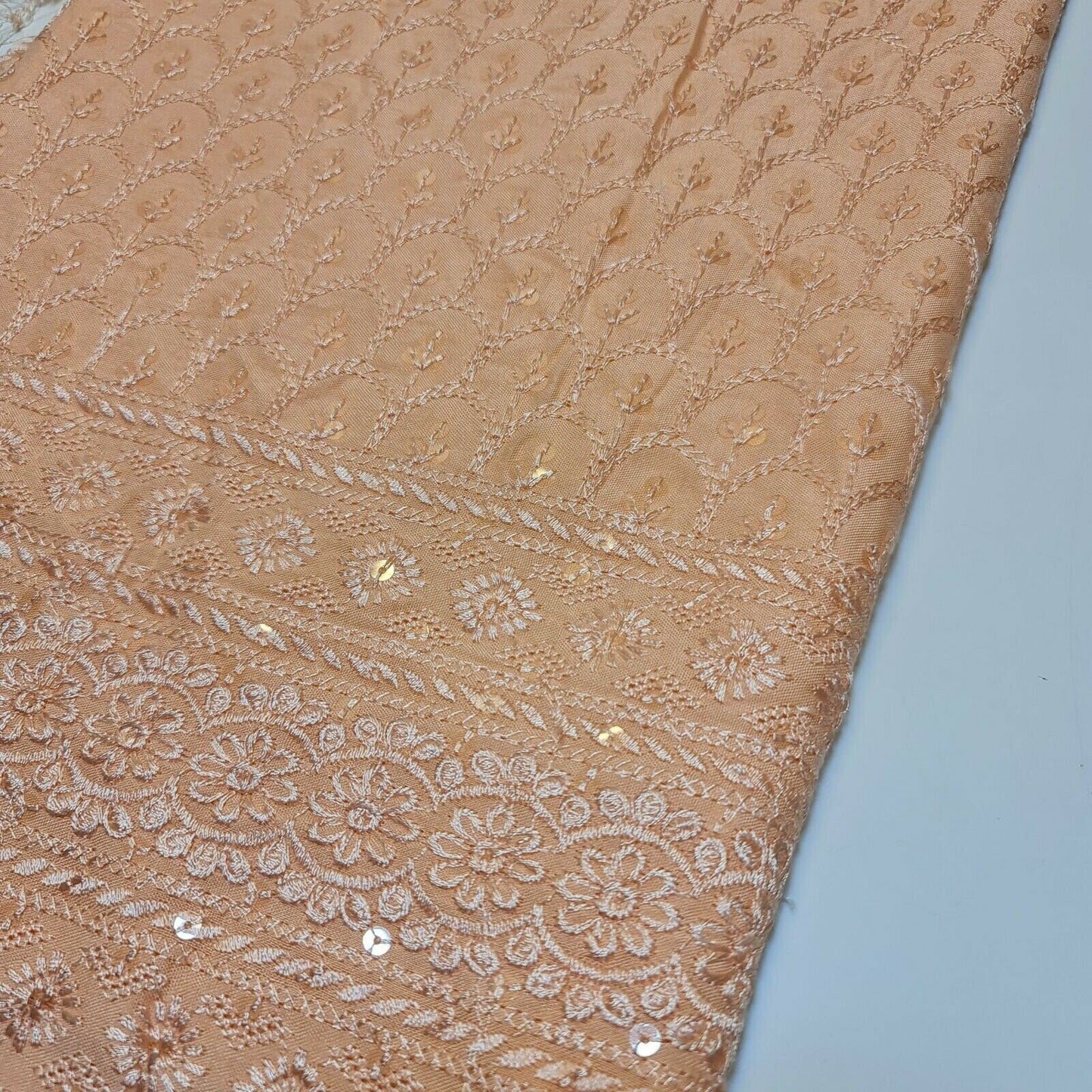Broderie Anglaise Sequin Embroidery Viscose Fabric – 44" Wide Soft Dressmaking & Craft Material
