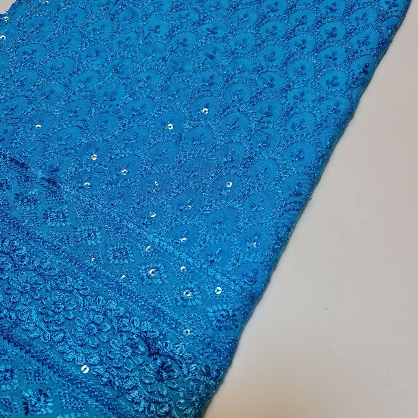 Broderie Anglaise Sequin Embroidery Viscose Fabric – 44" Wide Soft Dressmaking & Craft Material