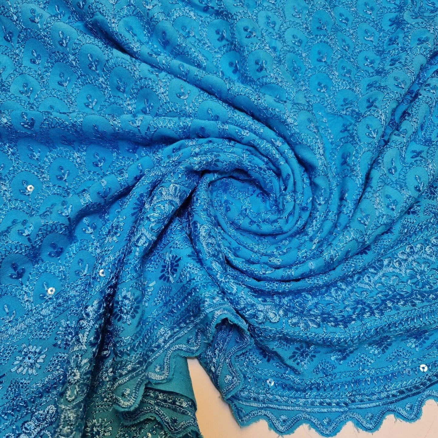 Broderie Anglaise Sequin Embroidery Viscose Fabric – 44" Wide Soft Dressmaking & Craft Material