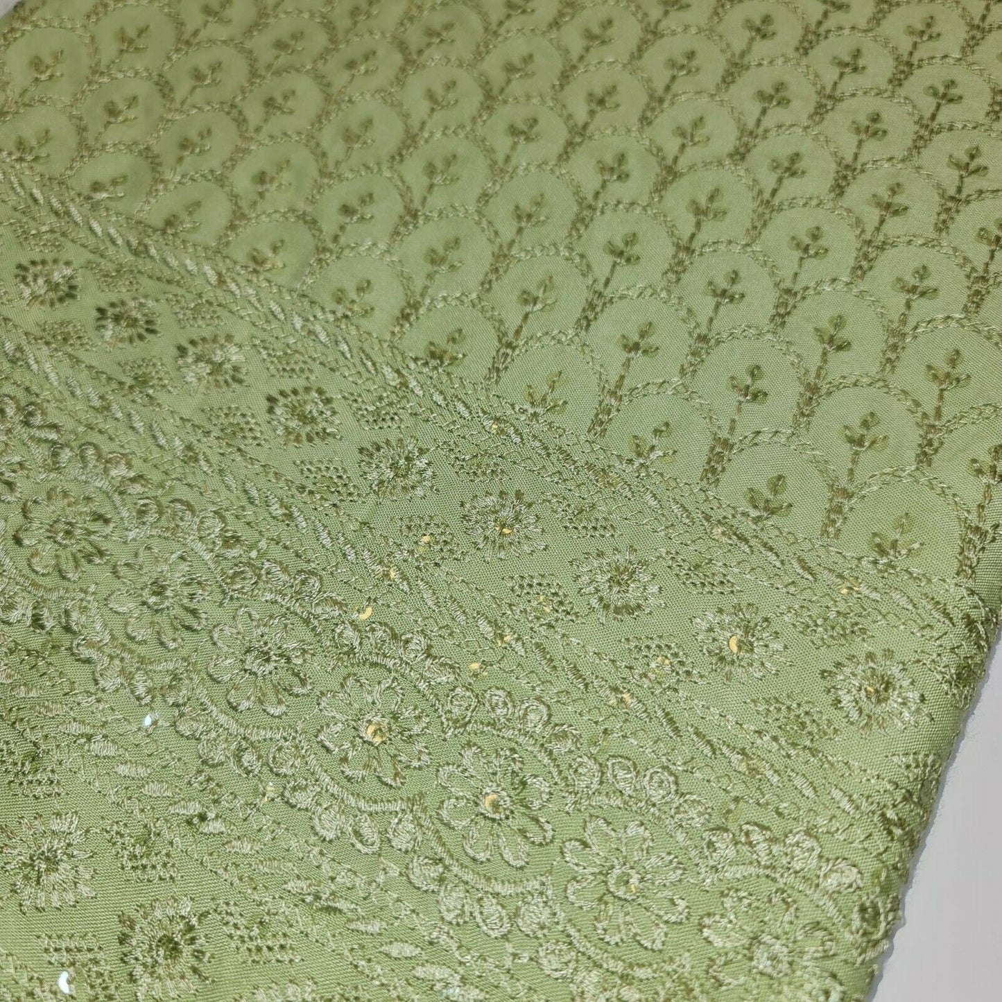 Broderie Anglaise Sequin Embroidery Viscose Fabric – 44" Wide Soft Dressmaking & Craft Material