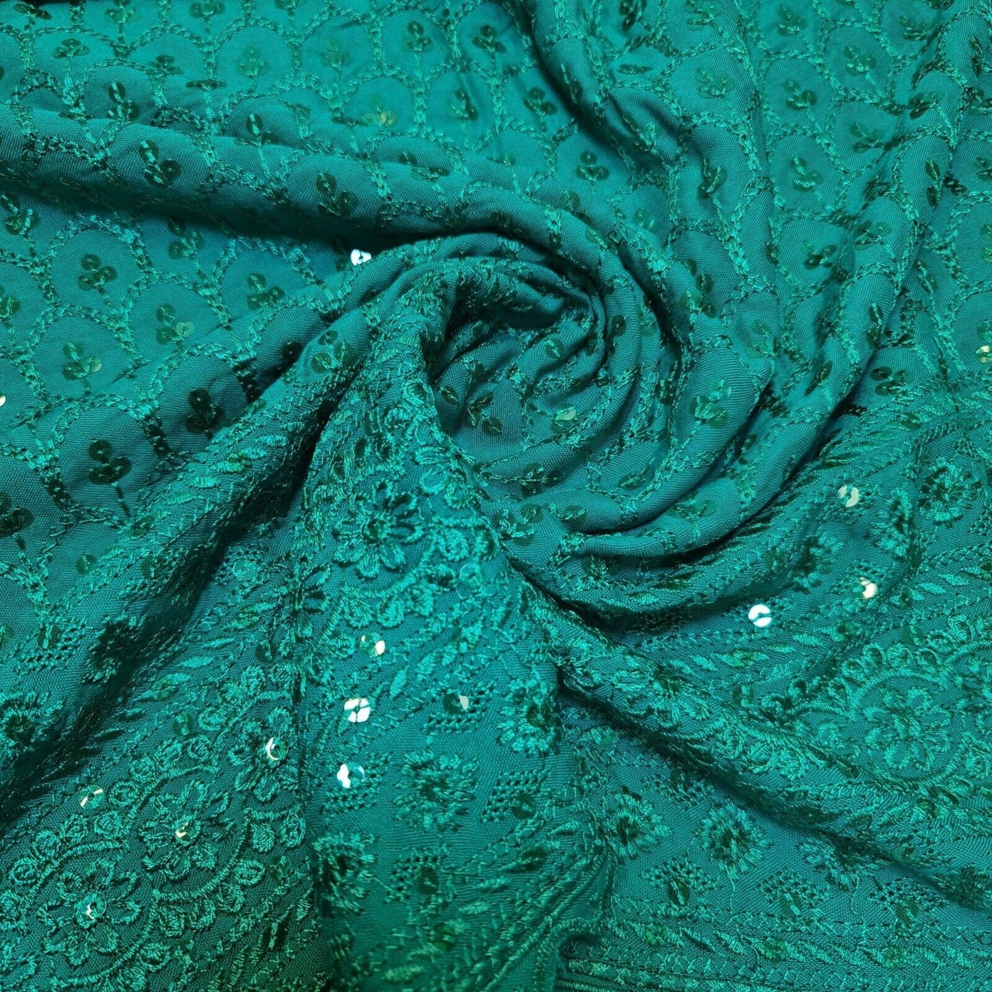 Broderie Anglaise Sequin Embroidery Viscose Fabric – 44" Wide Soft Dressmaking & Craft Material