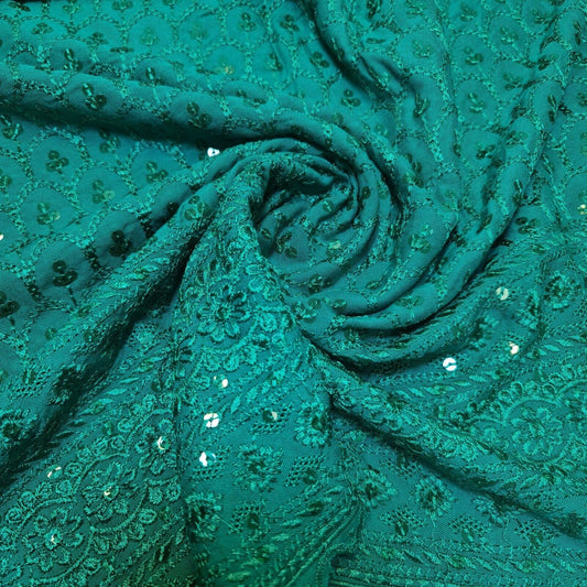 Broderie Anglaise Sequin Embroidery Viscose Fabric – 44" Wide Soft Dressmaking & Craft Material