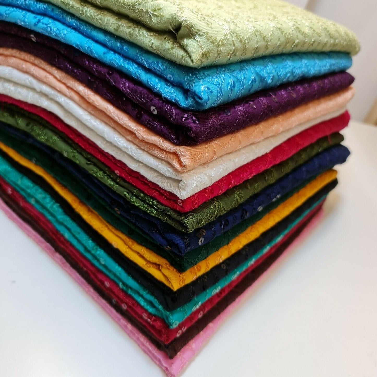 Broderie Anglaise Sequin Embroidery Viscose Fabric – 44" Wide Soft Dressmaking & Craft Material