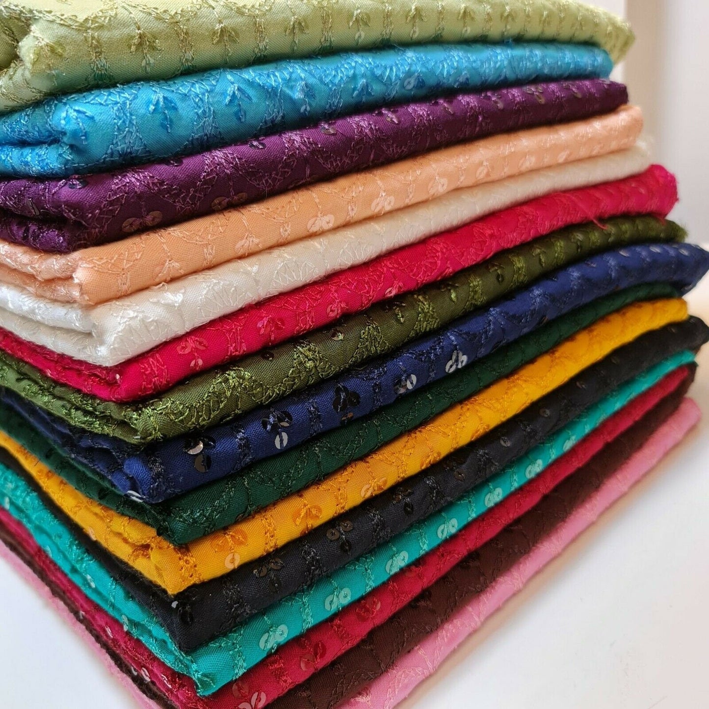 Broderie Anglaise Sequin Embroidery Viscose Fabric – 44" Wide Soft Dressmaking & Craft Material