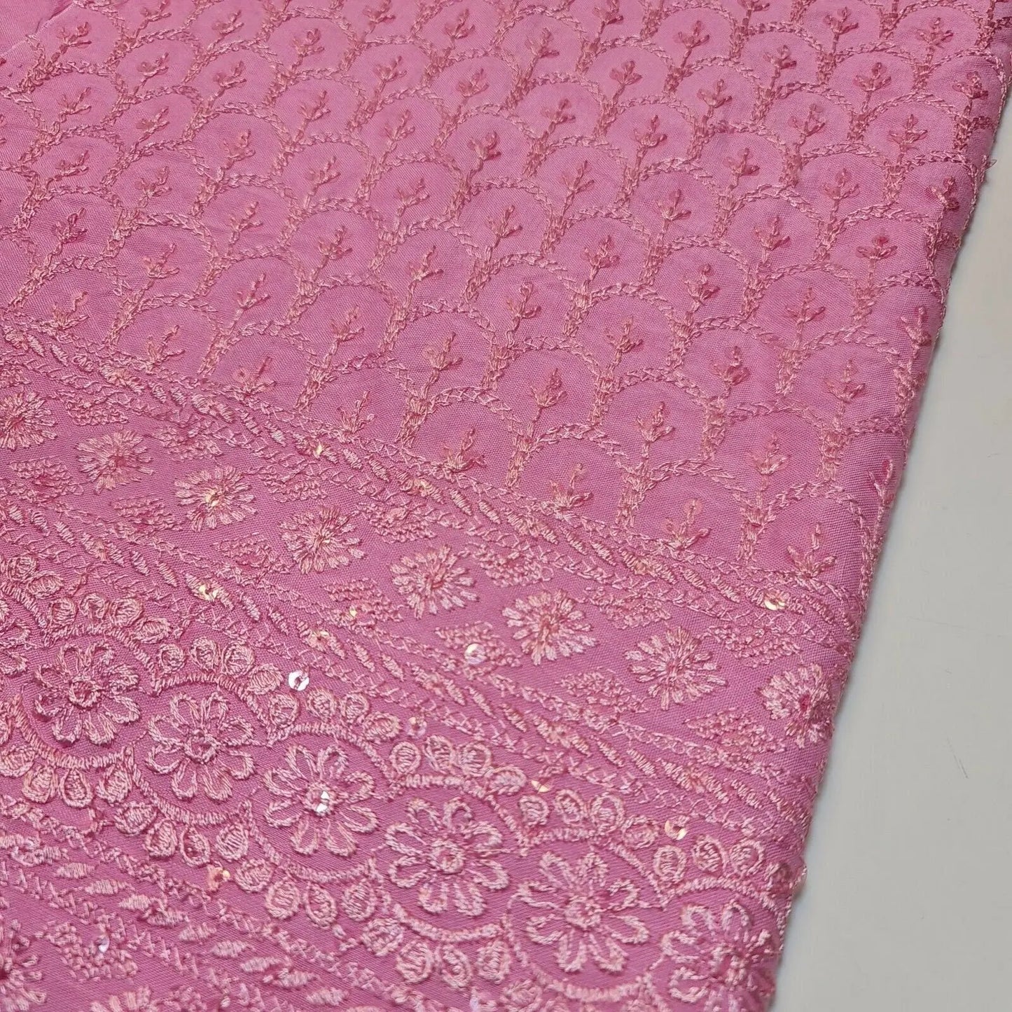 Broderie Anglaise Sequin Embroidery Viscose Fabric | 44" (112cm) Wide Soft Dressmaking & Craft Material β 23 Metre Roll