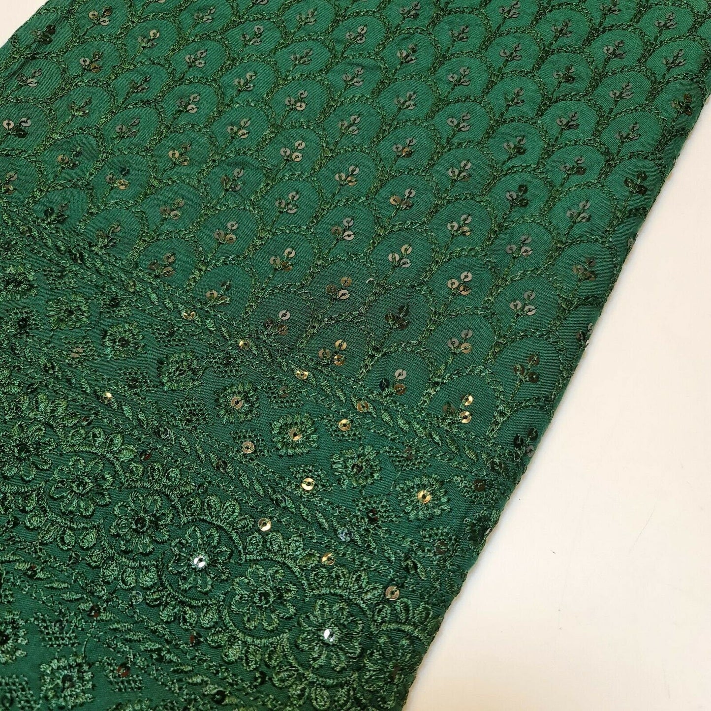 Broderie Anglaise Sequin Embroidery Viscose Fabric – 44" Wide Soft Dressmaking & Craft Material