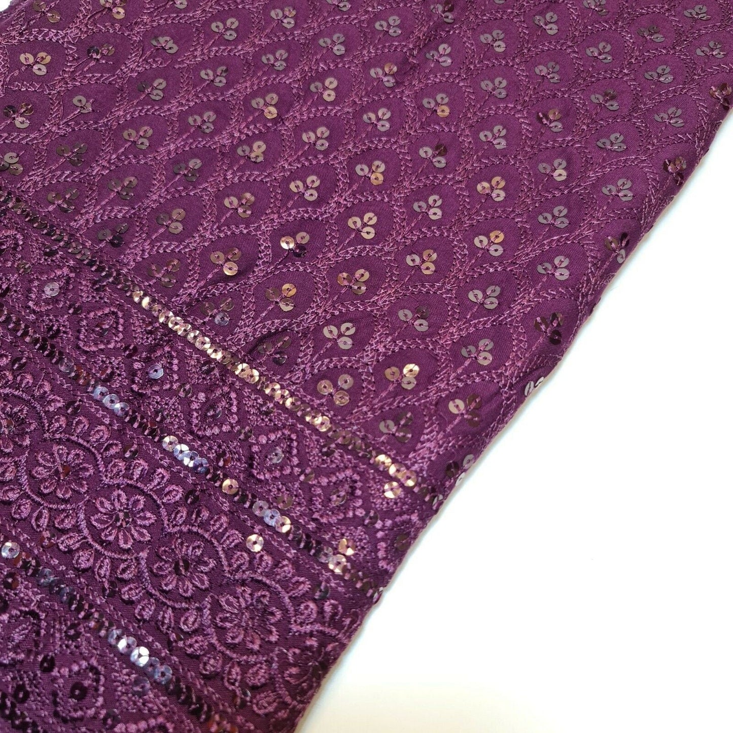 Broderie Anglaise Sequin Embroidery Viscose Fabric – 44" Wide Soft Dressmaking & Craft Material