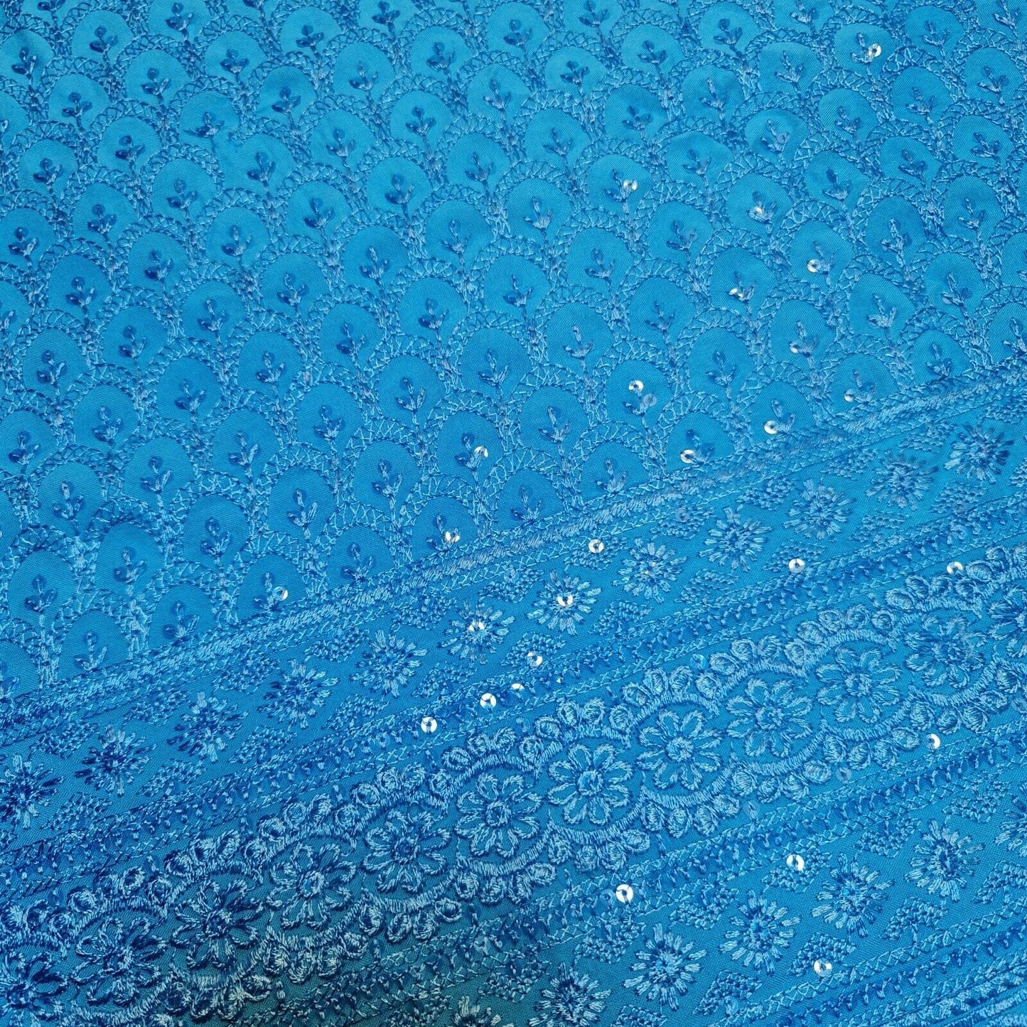 Broderie Anglaise Sequin Embroidery Viscose Fabric – 44" Wide Soft Dressmaking & Craft Material