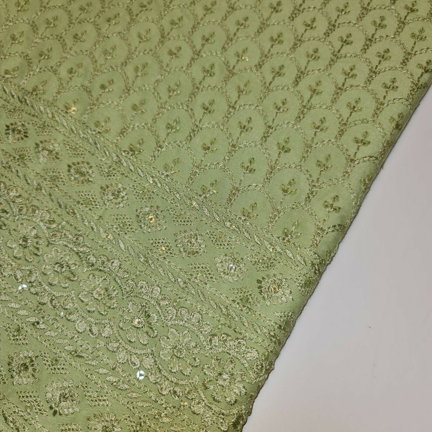 Broderie Anglaise Sequin Embroidery Viscose Fabric – 44" Wide Soft Dressmaking & Craft Material