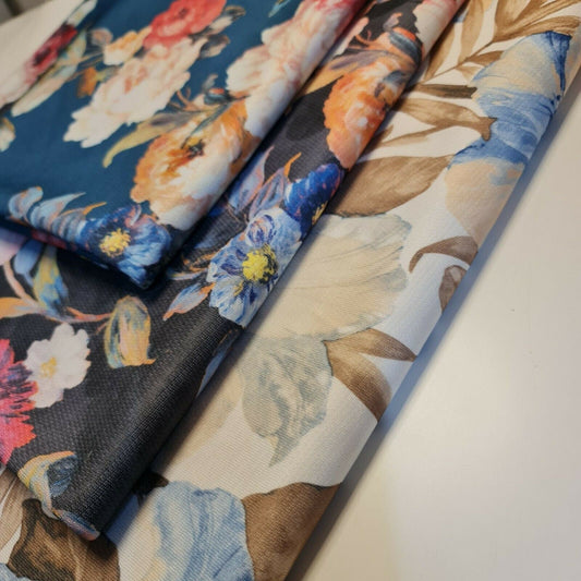 Floral Print Poly Viscose Stretch Jersey Fabric – Dress & Craft Material 58" Wide - Textile Station