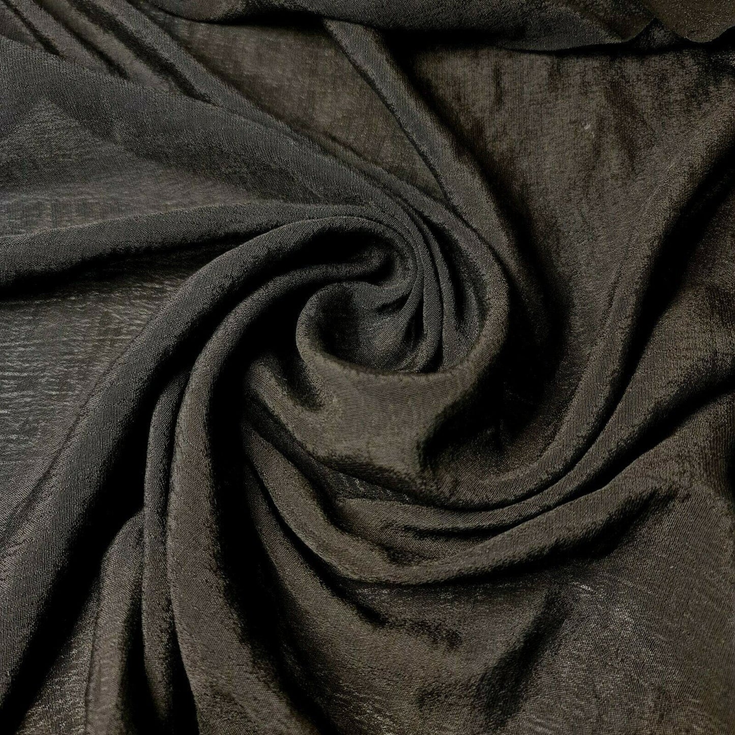 Black Crepe Polyester Shiny Plain Drape Dress Craft Fabric By Meter 58"