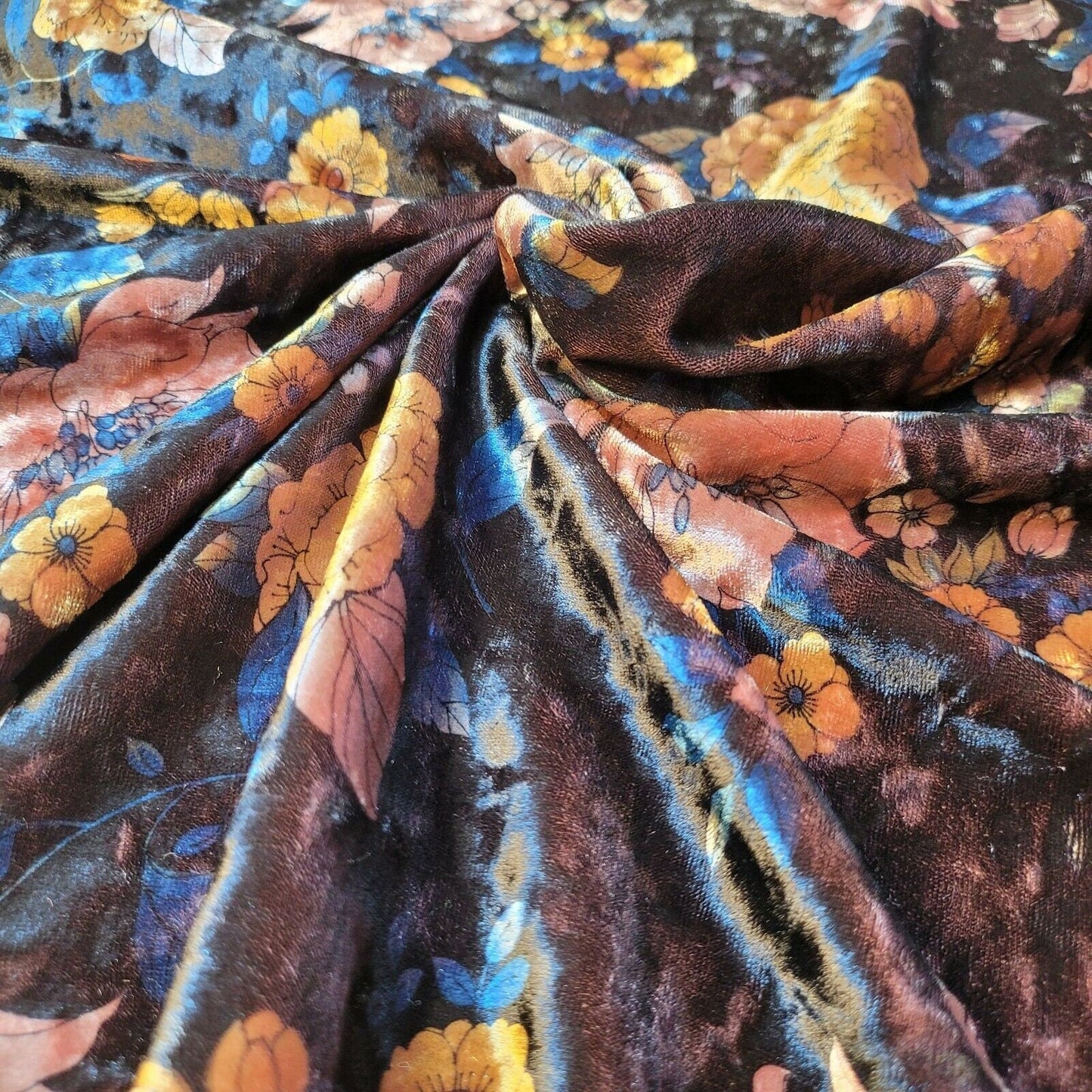 Stretch Animal & Floral Printed Velvet Fabric – 58" Wide Soft Upholstery, Patchwork & Craft Material - Textile Station