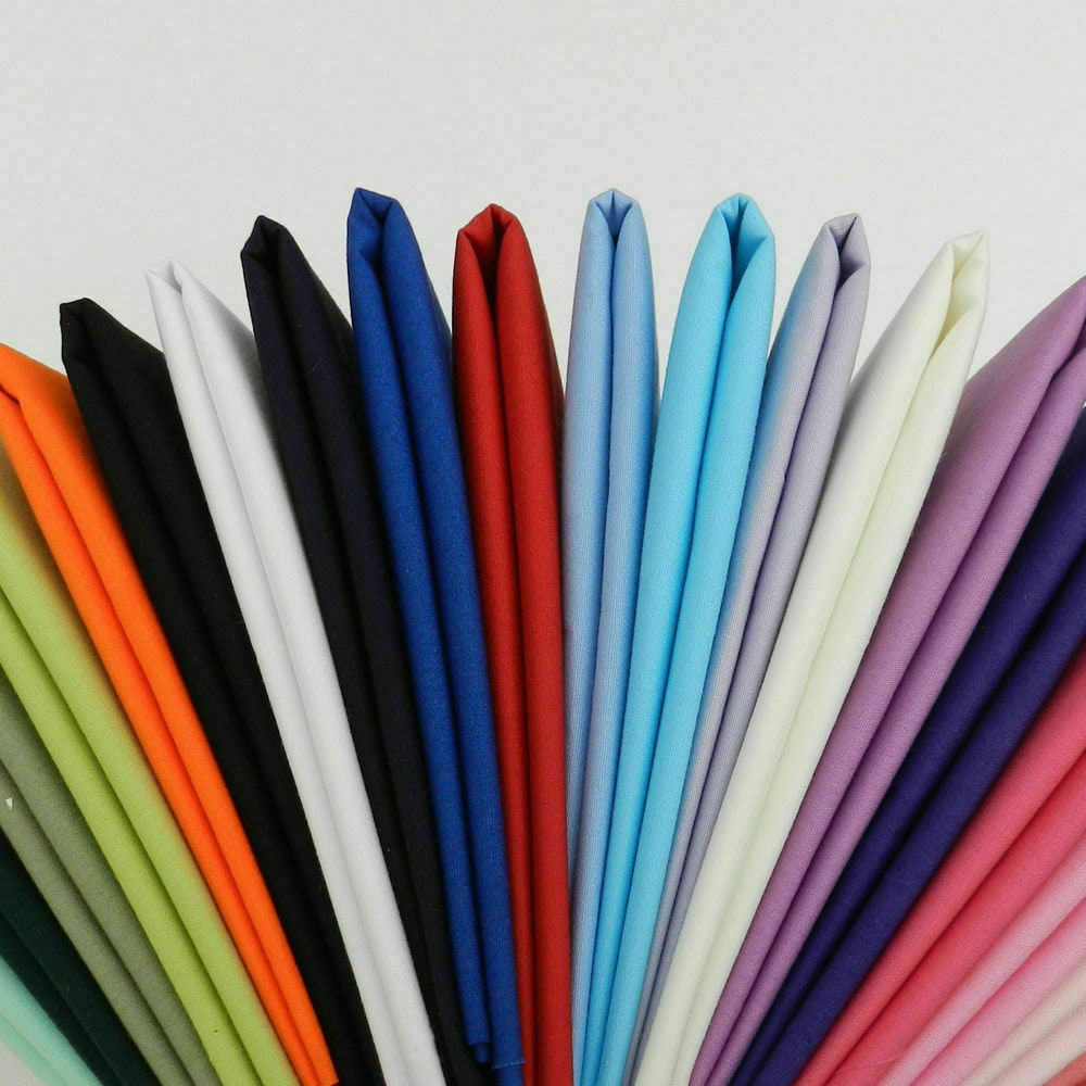 Plain 100% Egyptian Cotton Fabric – 44" Wide Soft Dressmaking, Quilting & Craft Material by the Meter