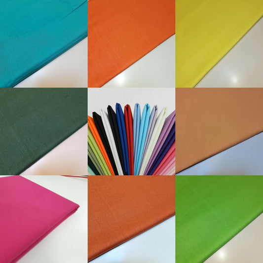 Plain 100% Egyptian Cotton Fabric – 44" Wide Soft Dressmaking, Quilting & Craft Material by the Meter