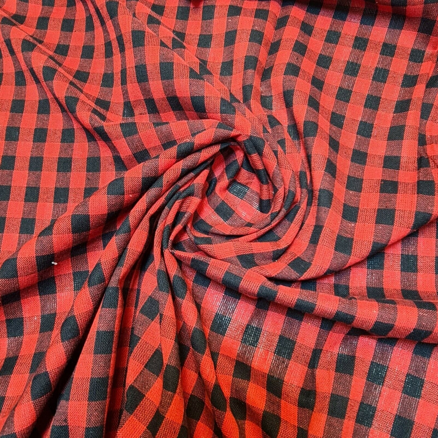 Premium 100% Cotton Gingham Khadi Handloom Fabric – 1/4" Check Soft Linen, 42" Wide - Textile Station