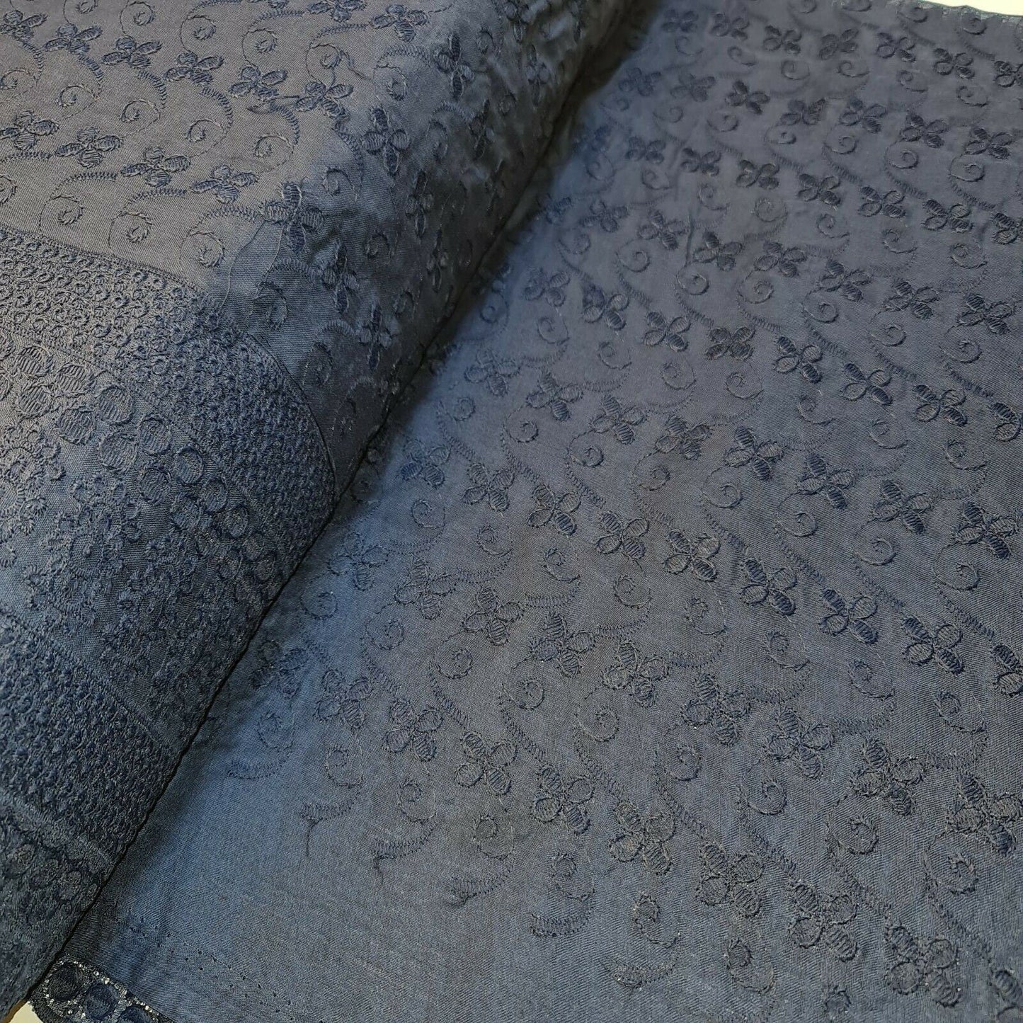 100% Cotton Lawn Broderie Anglaise Schiffli Embroidery Fabric – 44" Wide Soft Dressmaking & Craft Material by the Meter