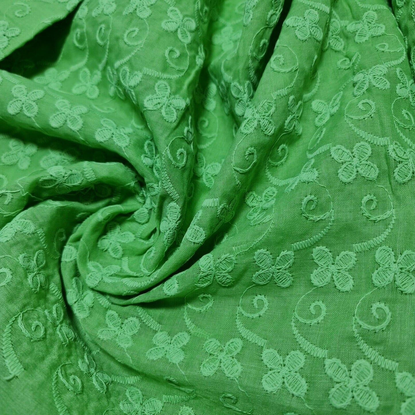 100% Cotton Lawn Broderie Anglaise Schiffli Embroidery Fabric – 44" Wide Soft Dressmaking & Craft Material by the Meter