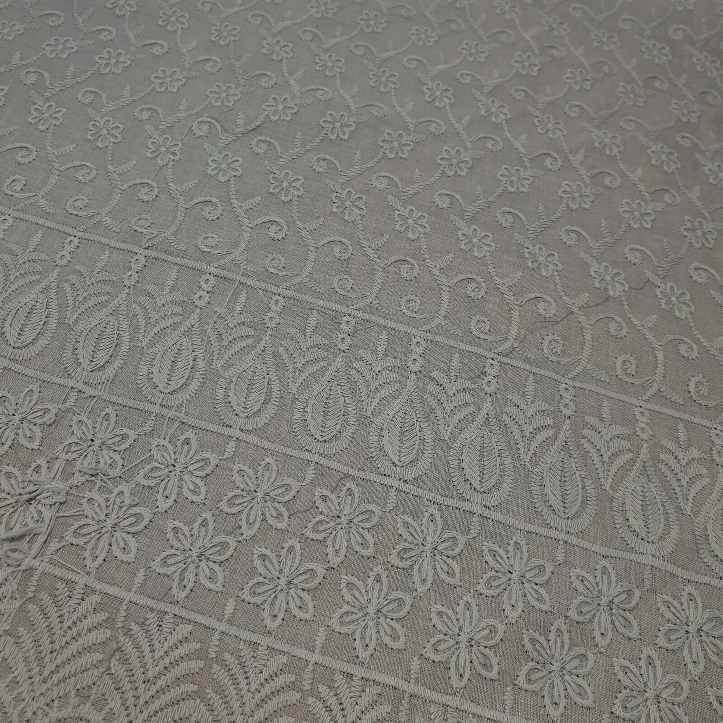 100% Cotton Lawn Broderie Anglaise Schiffli Embroidery Fabric – 44" Wide Soft Dressmaking & Craft Material by the Meter